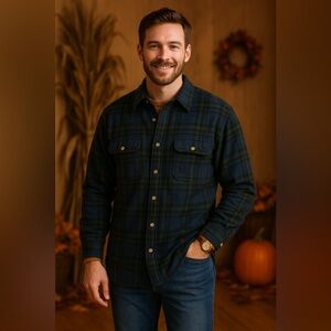 Fargo Vintage Wool Sporty Blue Plaid Trucker Hipster Jacket Shacket